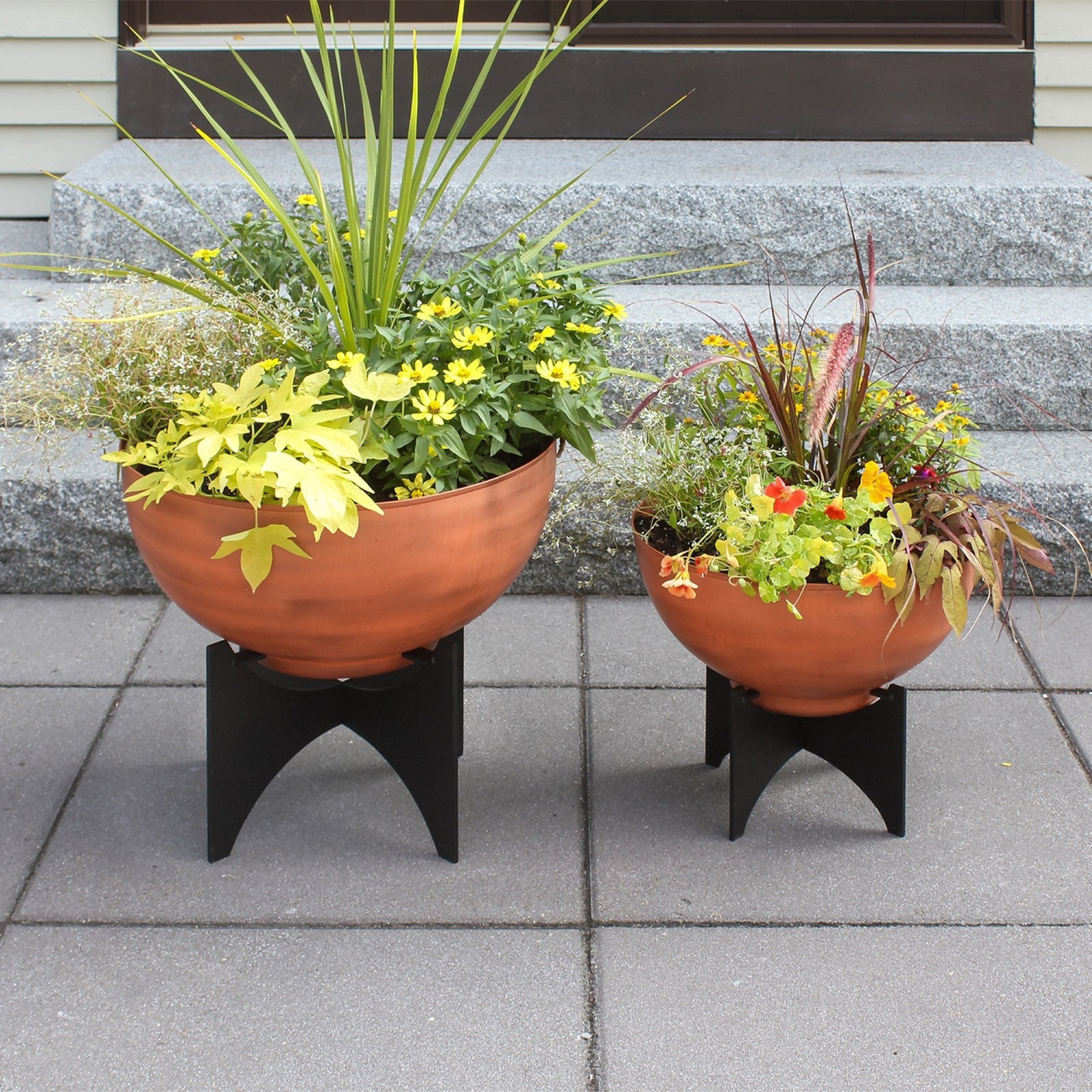 ACHLA Norma II Planter with Bowl | Burnt Sienna Wrought Iron and Black Steel | Indoor & Outdoor Patio Garden | 20 x 20 x 18 in | Model FBC-57-61BS
