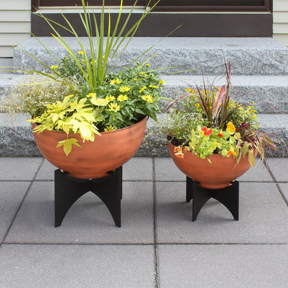 ACHLA Norma II Planter with Bowl | Burnt Sienna Wrought Iron and Black Steel | Indoor & Outdoor Patio Garden | 20 x 20 x 18 in | Model FBC-57-61BS