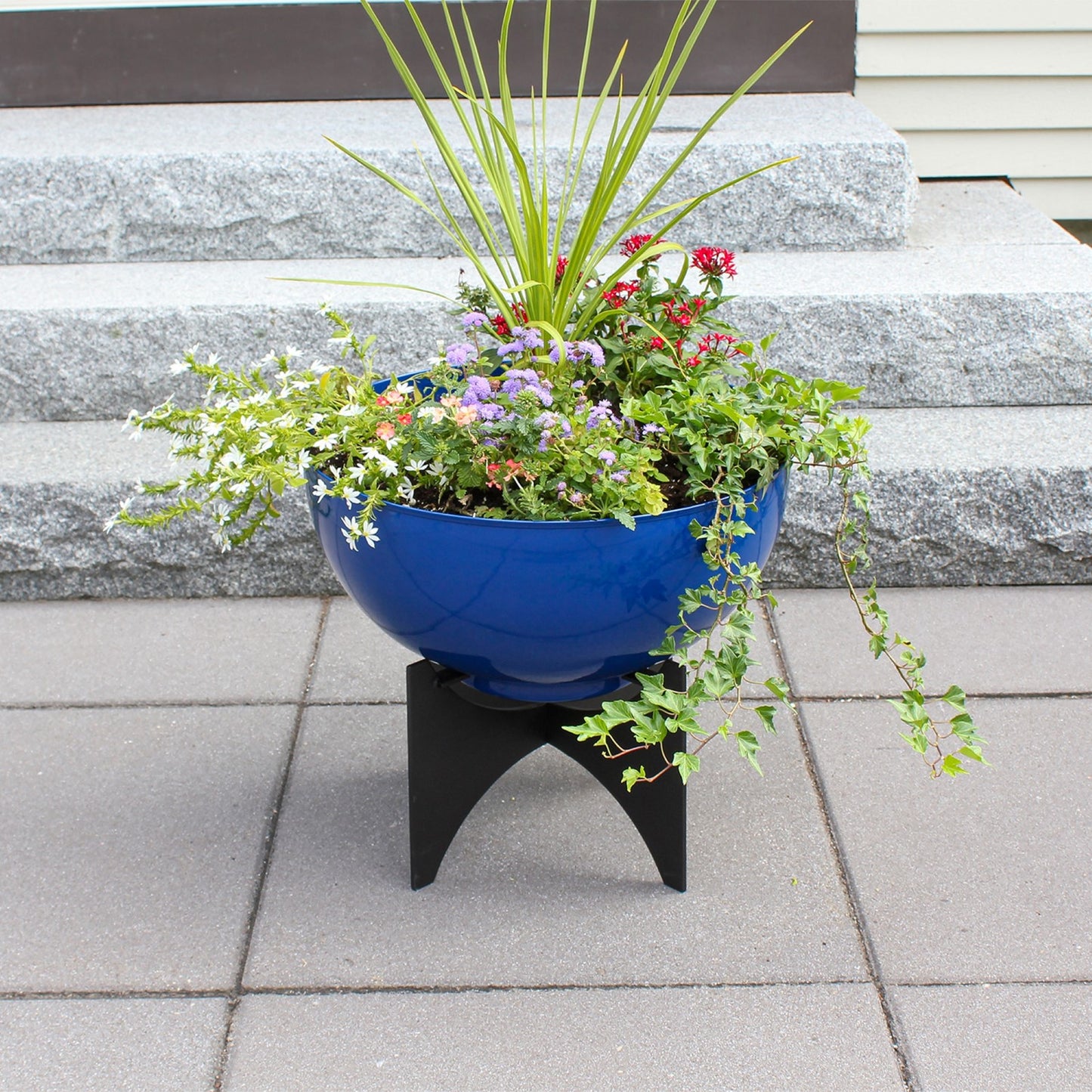ACHLA Norma II Planter with Bowl | French Blue Wrought Iron | Indoor & Outdoor Garden | 20 x 20 x 18 in | Model FBC-57-61FB