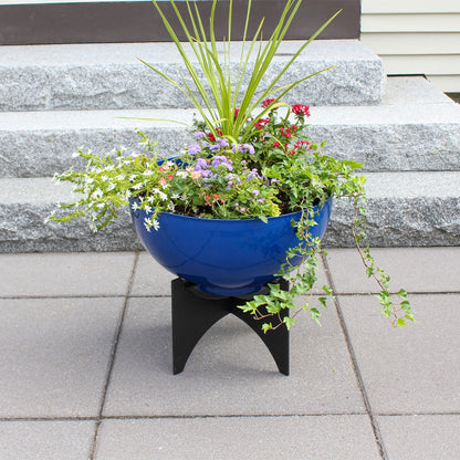 ACHLA Norma II Planter with Bowl | French Blue Wrought Iron | Indoor & Outdoor Garden | 20 x 20 x 18 in | Model FBC-57-61FB