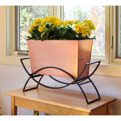 ACHLA Odile Planter with Flower Box | Mid-Century Modern Wrought Iron and Copper Plated | Patio & Deck Container Garden | Model FBC-62-10C