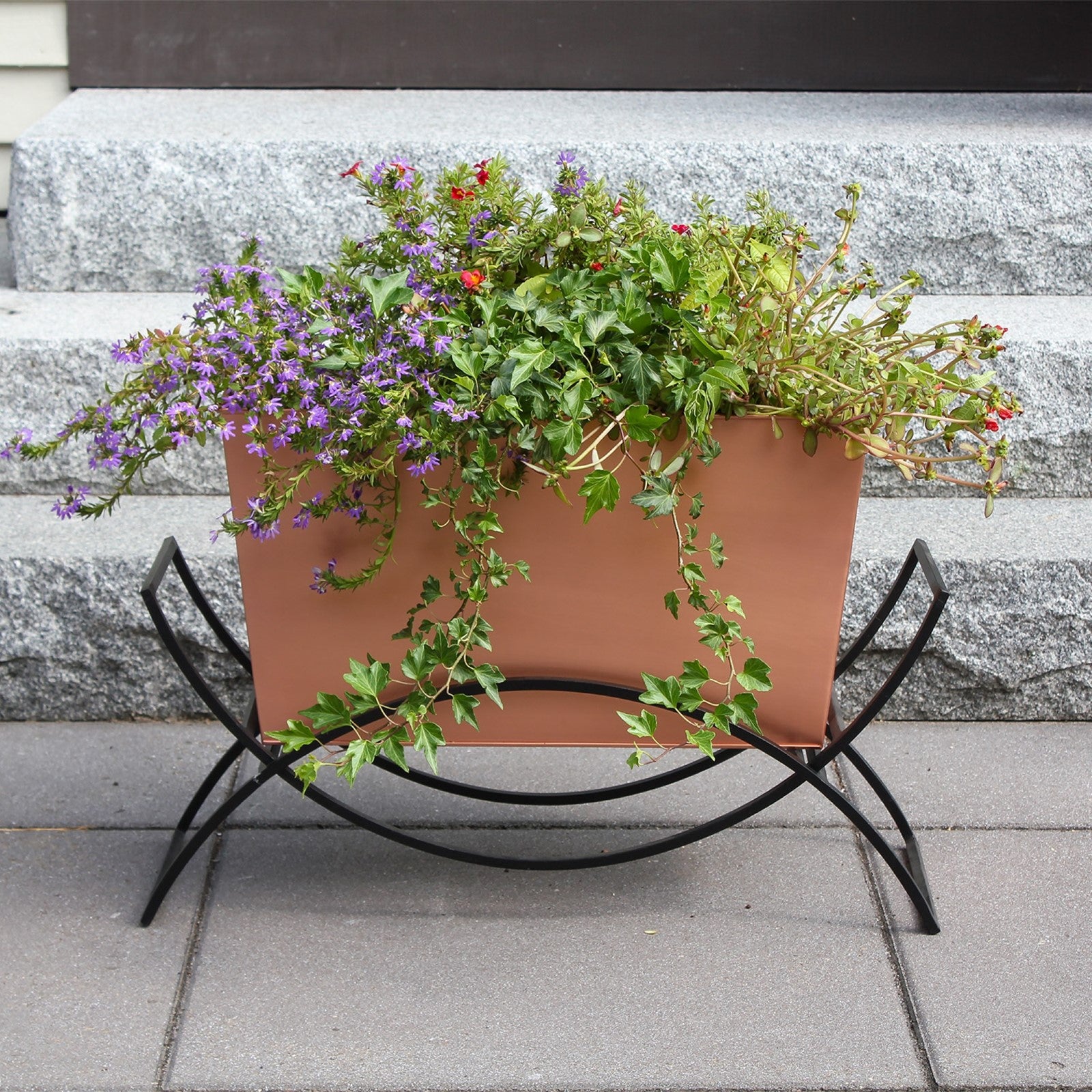 ACHLA Odile Planter with Flower Box | Mid-Century Modern Wrought Iron and Copper Plated | Patio & Deck Container Garden | Model FBC-62-10C