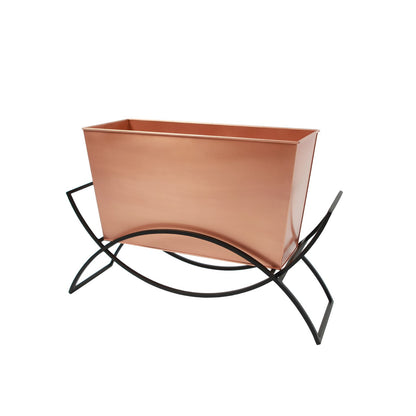 ACHLA Odile Planter with Flower Box | Mid-Century Modern Wrought Iron and Copper Plated | Patio & Deck Container Garden | Model FBC-62-10C