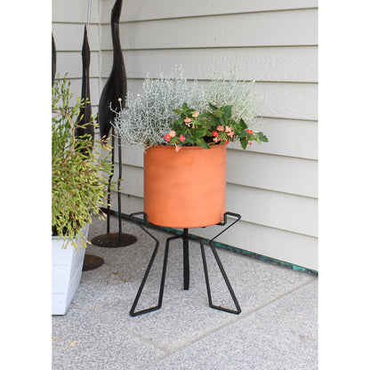 ACHLA Florence Planter with Bowl | Burnt Sienna Wrought Iron | Indoor & Outdoor Tabletop or Floor Plant Stand | 9 x 9 x 15 in | Model FBC-63-62BS