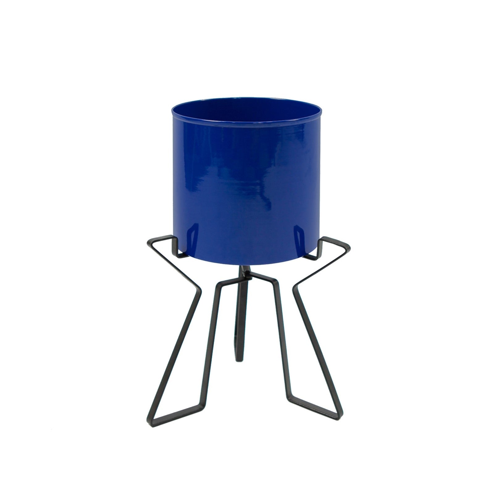 ACHLA Florence Planter with Bowl, French Blue 9in | Wrought Iron Tabletop & Floor Plant Stand | Indoor & Outdoor Container Garden | Model FBC-63-62FB