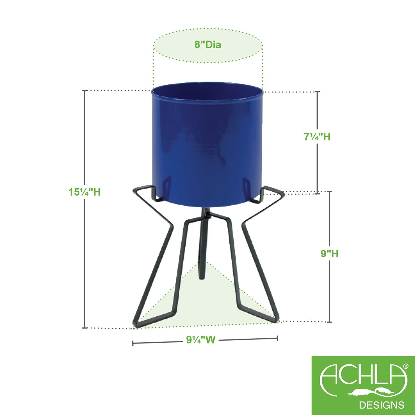 ACHLA Florence Planter with Bowl, French Blue 9in | Wrought Iron Tabletop & Floor Plant Stand | Indoor & Outdoor Container Garden | Model FBC-63-62FB