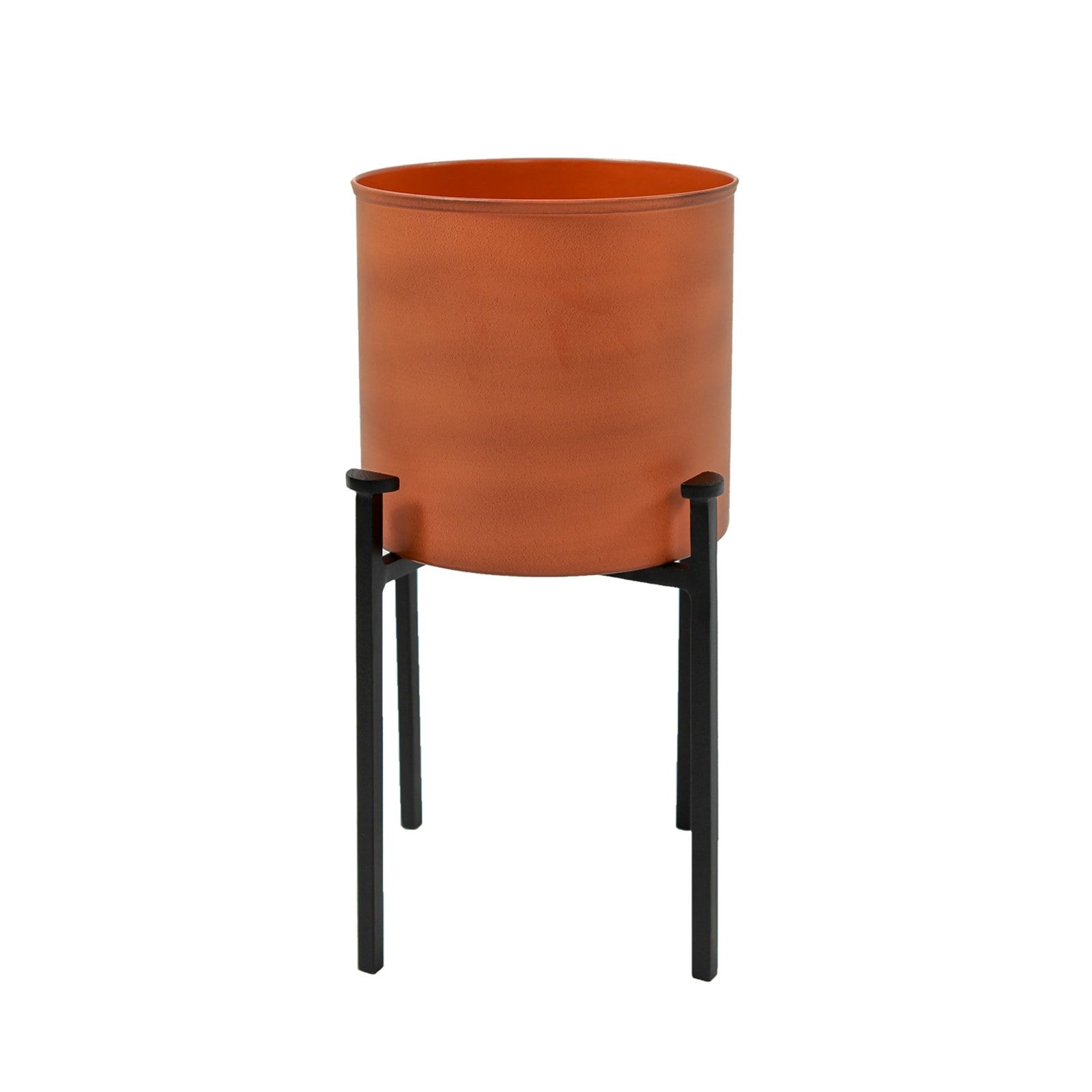 ACHLA Eileen Planter with Bowl 15in H | Minimalist Wrought Iron Stand and Burnt Sienna Steel Pot | Floor & Tabletop Indoor-Outdoor | Model FBC-64-62BS