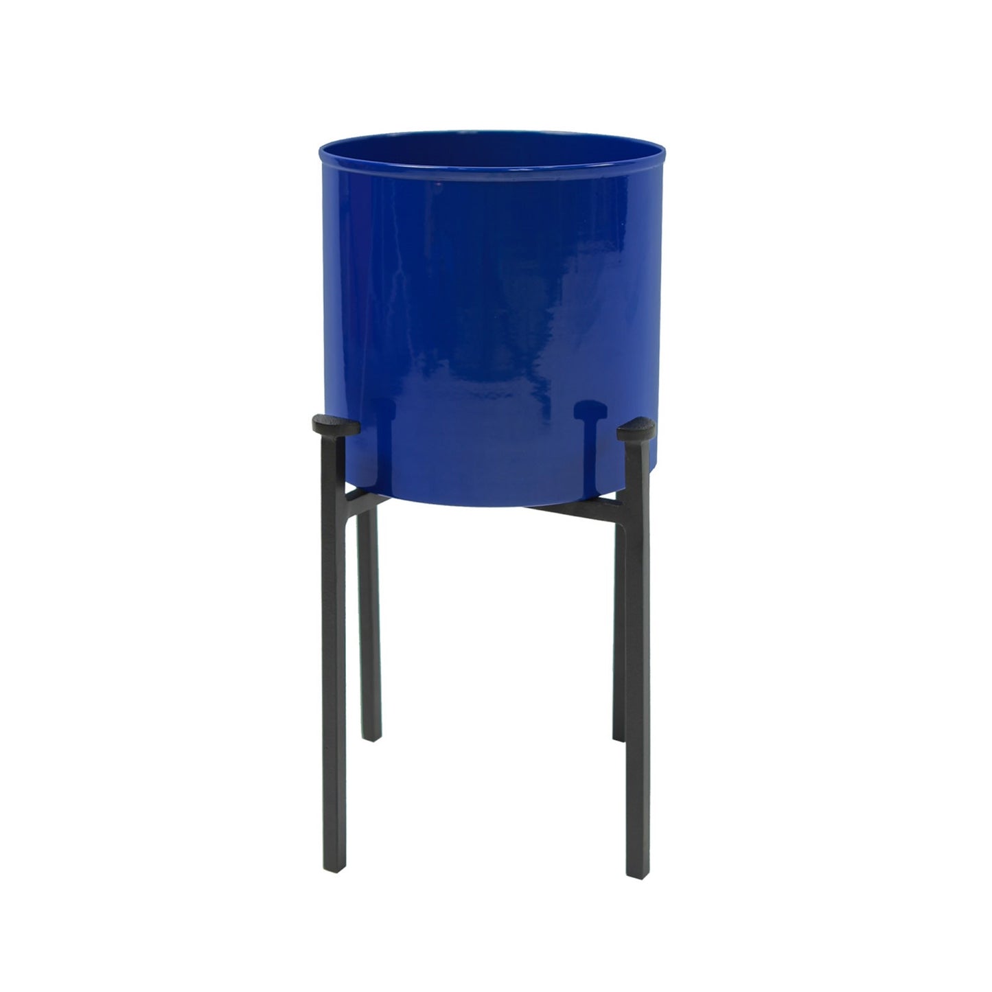 ACHLA Eileen 8in Planter with Bowl | French Blue Wrought Iron and Steel | Indoor & Outdoor Floor Planter | 8 x 8 x 15 in | Model FBC-64-62FB