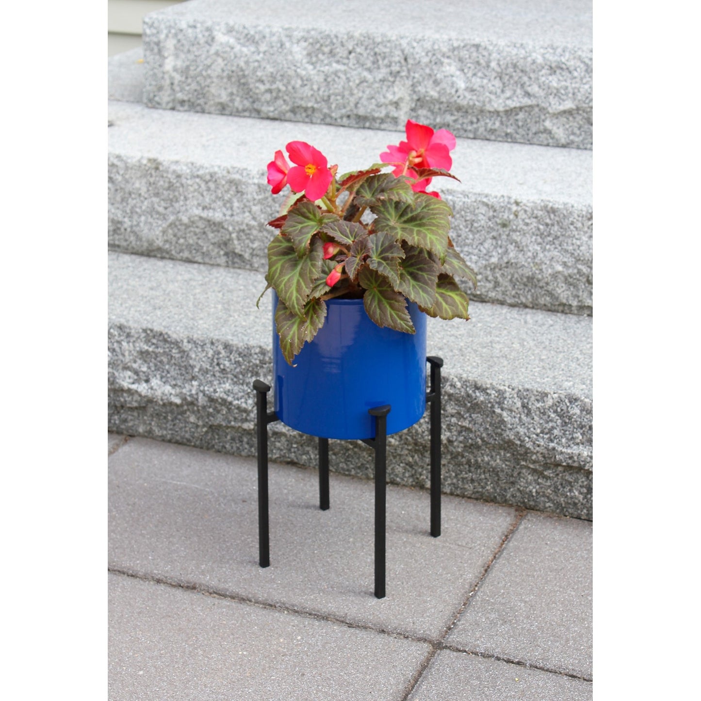 ACHLA Eileen 8in Planter with Bowl | French Blue Wrought Iron and Steel | Indoor & Outdoor Floor Planter | 8 x 8 x 15 in | Model FBC-64-62FB