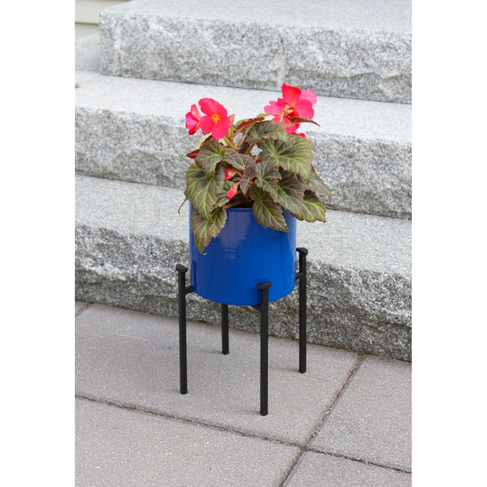 ACHLA Eileen 8in Planter with Bowl | French Blue Wrought Iron and Steel | Indoor & Outdoor Floor Planter | 8 x 8 x 15 in | Model FBC-64-62FB