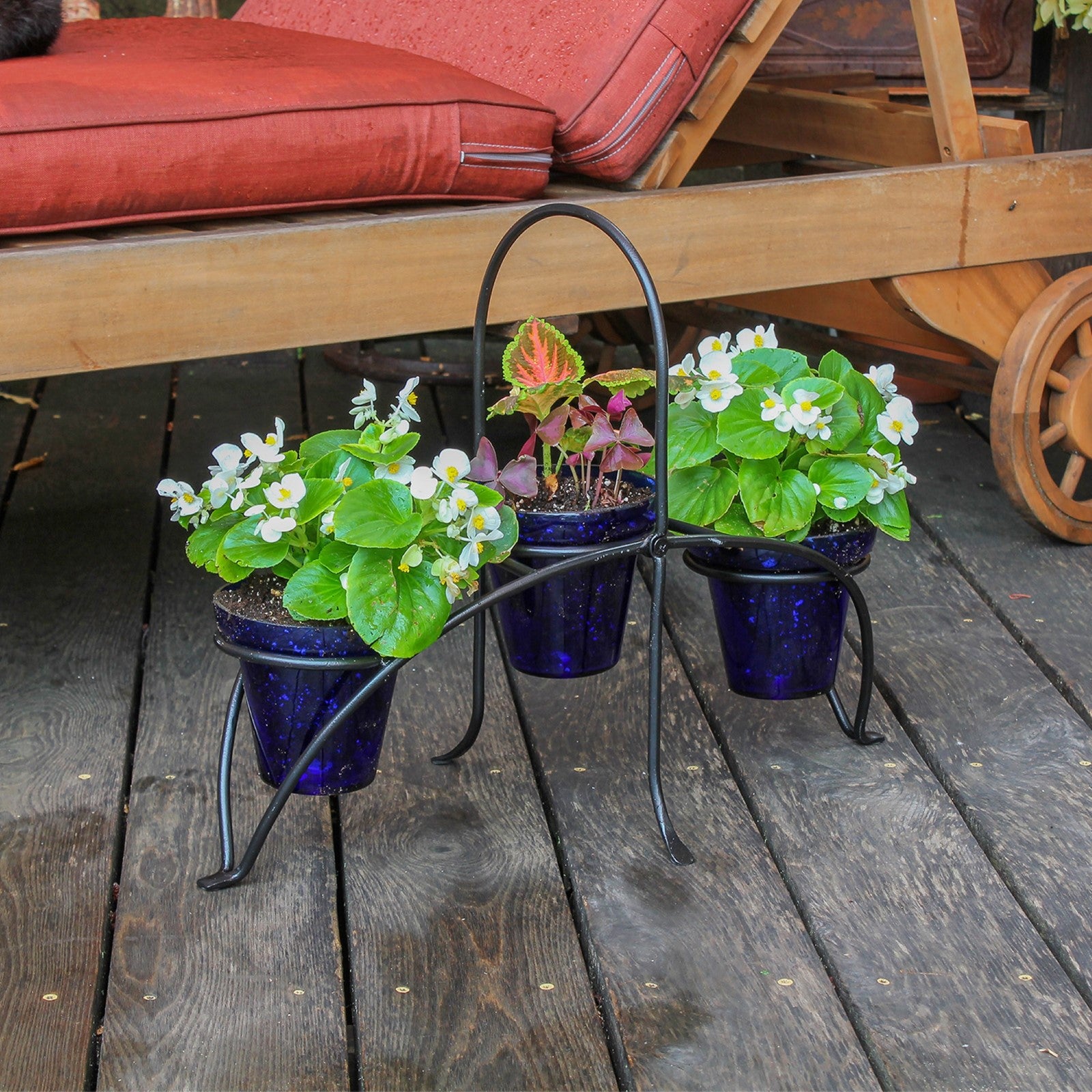 ACHLA Herb Caddy 22in | Wrought Iron Black Powder Coated | Kitchen Counter & Patio Table Herb Planter | 22 x 10.25 x 16.75 in | Model FC-01