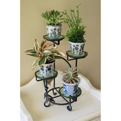 ACHLA Cascading Plant Stand 15in | Wrought Iron Graphite Powder Coat | Indoor & Outdoor Multi-Tier Display | 15 x 15 x 18 in | Model FC-05