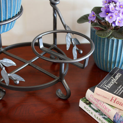 ACHLA Cascading Plant Stand 15in | Wrought Iron Graphite Powder Coat | Indoor & Outdoor Multi-Tier Display | 15 x 15 x 18 in | Model FC-05