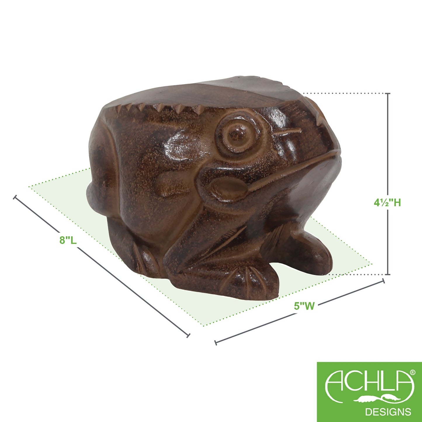 ACHLA Frog Garden Ornament | Cast Aluminum Earth Tone Finish | Patio & Lawn Accent | 4.5 x 7.5 x 4.5 in | Model FRG-01