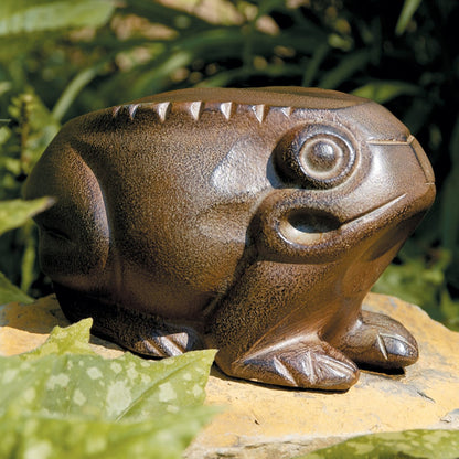 ACHLA Frog Garden Ornament | Cast Aluminum Earth Tone Finish | Patio & Lawn Accent | 4.5 x 7.5 x 4.5 in | Model FRG-01