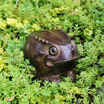 ACHLA Frog Garden Ornament | Cast Aluminum Earth Tone Finish | Patio & Lawn Accent | 4.5 x 7.5 x 4.5 in | Model FRG-01