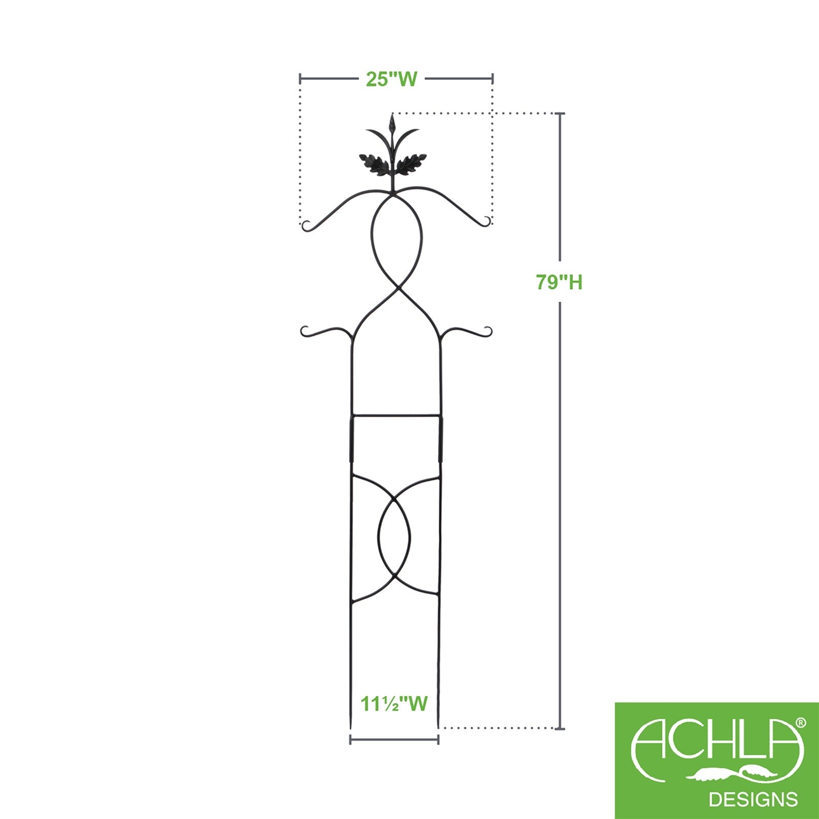 ACHLA Tendrils Trellis I 24in Wide 72in Tall | Black Wrought Iron Garden Trellis | Climbing Plants & Vertical Garden | 24 x 0.5 x 72 in | Model FT-01