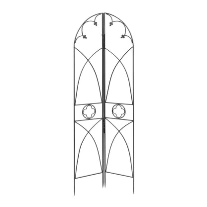 ACHLA Quatrefoil Trellis 75in Garden Trellis | Gothic Wrought Iron Black Powdercoat | Climbing Plants & Garden Accent | 75 in H, 26.5 in | Model FT-07