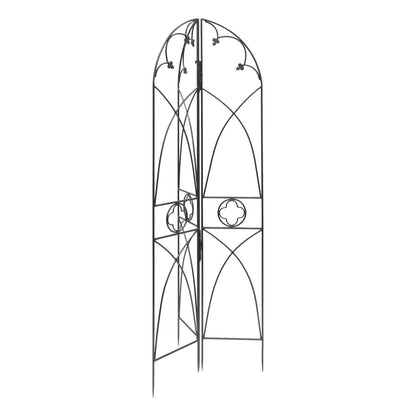 ACHLA Quatrefoil Trellis 75in Garden Trellis | Gothic Wrought Iron Black Powdercoat | Climbing Plants & Garden Accent | 75 in H, 26.5 in | Model FT-07