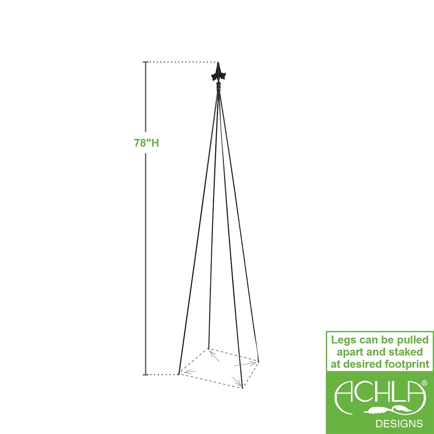ACHLA Fleur-De-Lis Topiary 78in Garden Stake | Black Wrought Iron Trellis | Climbing Plant Support for Containers & Flowerbeds | Model FT-21