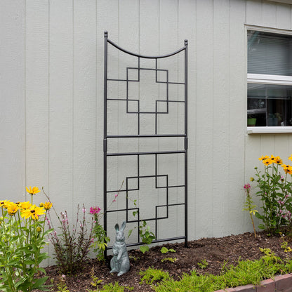 ACHLA Square-On-Squares Trellis | Wrought Iron Graphite Powder Coat | Garden & Patio Plant Support | 31.5 x 1.5 x 86 in | Model FT-25