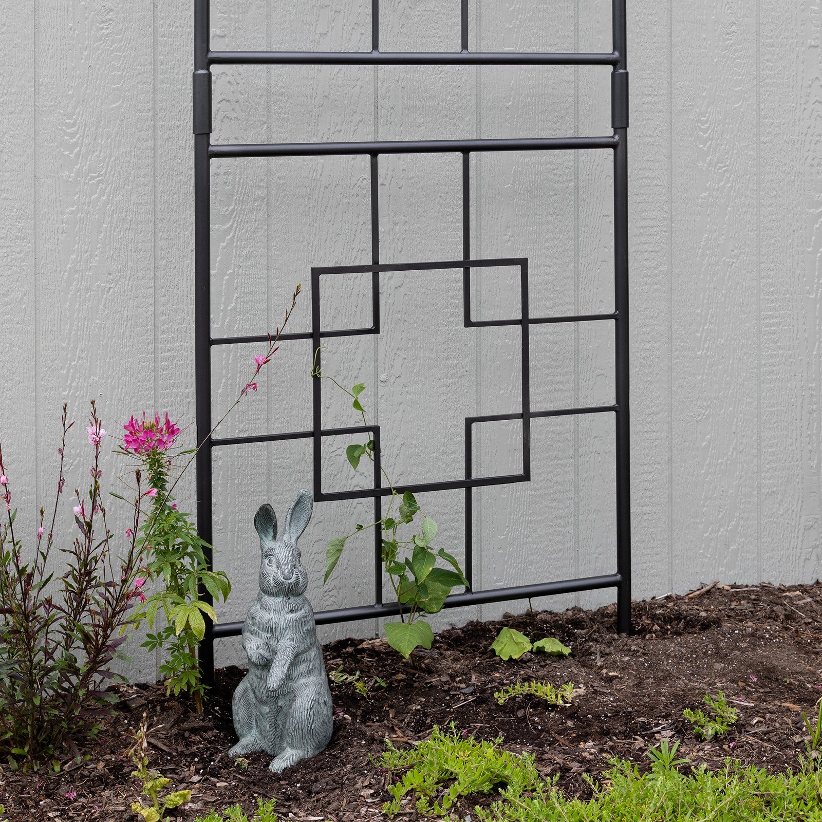 ACHLA Square-On-Squares Trellis | Wrought Iron Graphite Powder Coat | Garden & Patio Plant Support | 31.5 x 1.5 x 86 in | Model FT-25