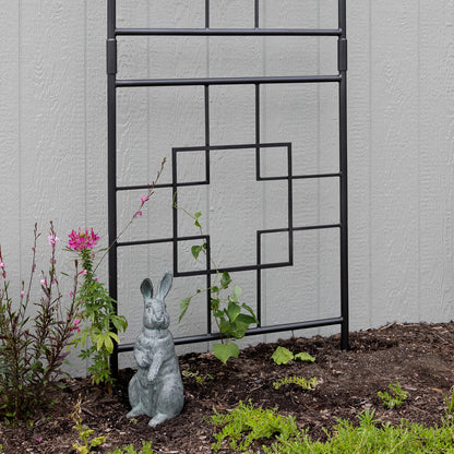 ACHLA Square-On-Squares Trellis | Wrought Iron Graphite Powder Coat | Garden & Patio Plant Support | 31.5 x 1.5 x 86 in | Model FT-25