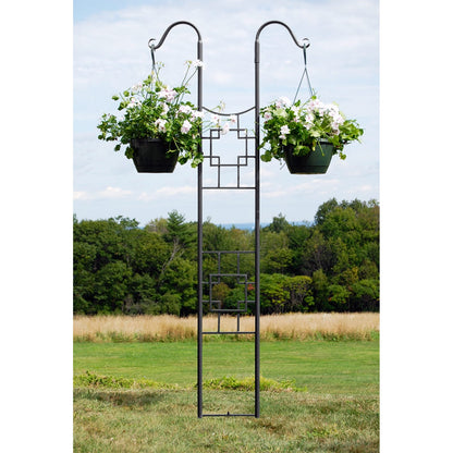 ACHLA Square-On-Squares Double Pole Trellis 31.5in Wrought Iron | Juniper Green Powder Coat | Outdoor Garden & Patio Vertical Element | Model FT-26
