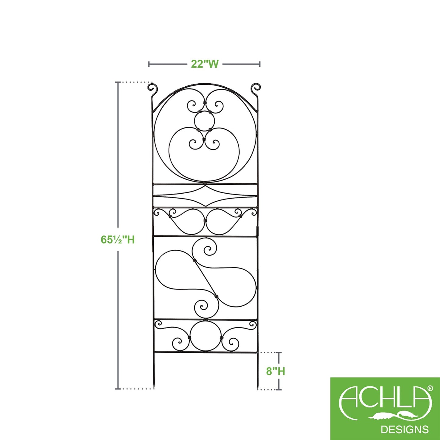 ACHLA Ferro Firenze Trellis I 22in Wrought Iron Garden Trellis | Italianate Roman Bronze Powder Coat | Climbing Plants & Garden Wall | Model FT-27