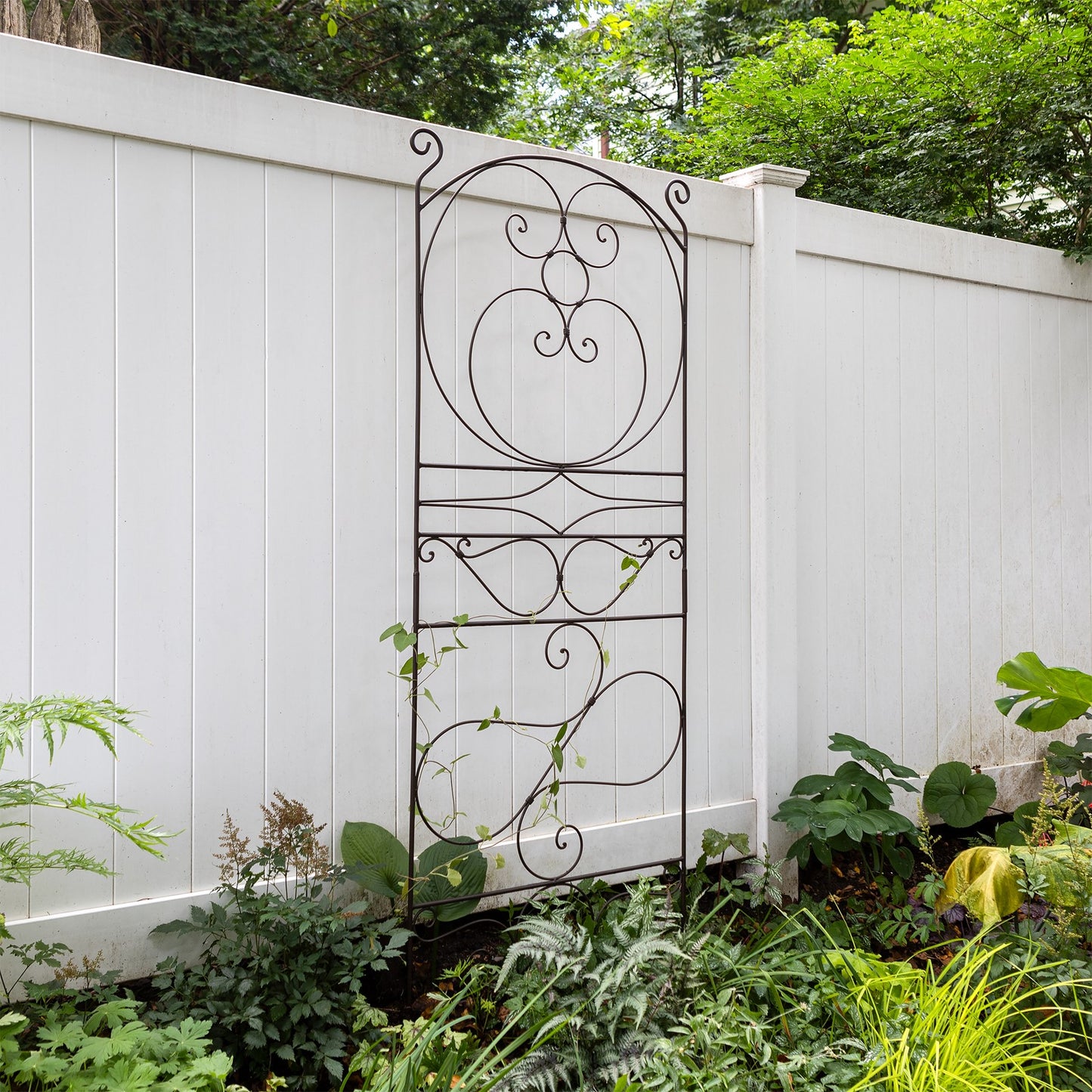 ACHLA Ferro Firenze Trellis II 29in Wrought Iron Garden Trellis | Roman Bronze Powder Coat | Climbing Plants & Garden Accent | Model FT-28