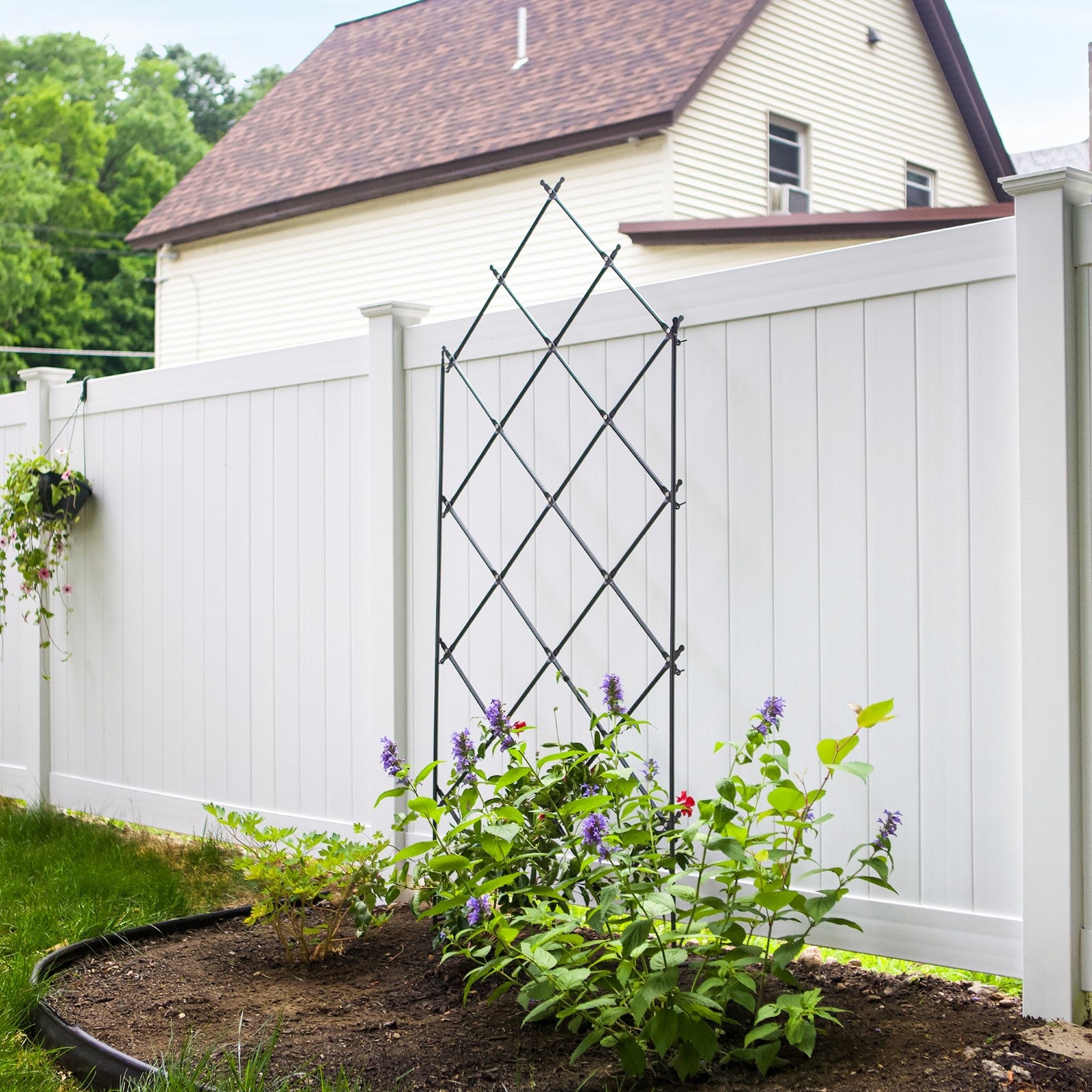 ACHLA Lattice Trellis 36in W x 95in H Free Standing | Graphite Powder Coated Iron | Outdoor Privacy Screen & Garden Support | Model FT-30
