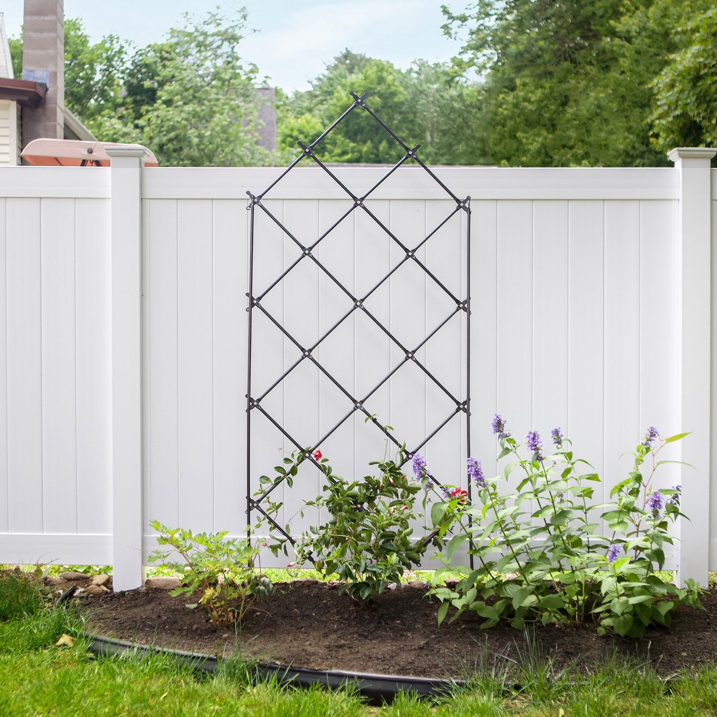 ACHLA Lattice Trellis 36in W x 95in H Free Standing | Graphite Powder Coated Iron | Outdoor Privacy Screen & Garden Support | Model FT-30