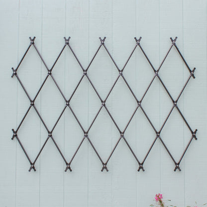 ACHLA Cottage Collection Folding Trellis 67in W x 43in H | Wall-Mounted Graphite Iron Lattice | Garden Privacy Screen & Climbing Plant | Model FT-32G