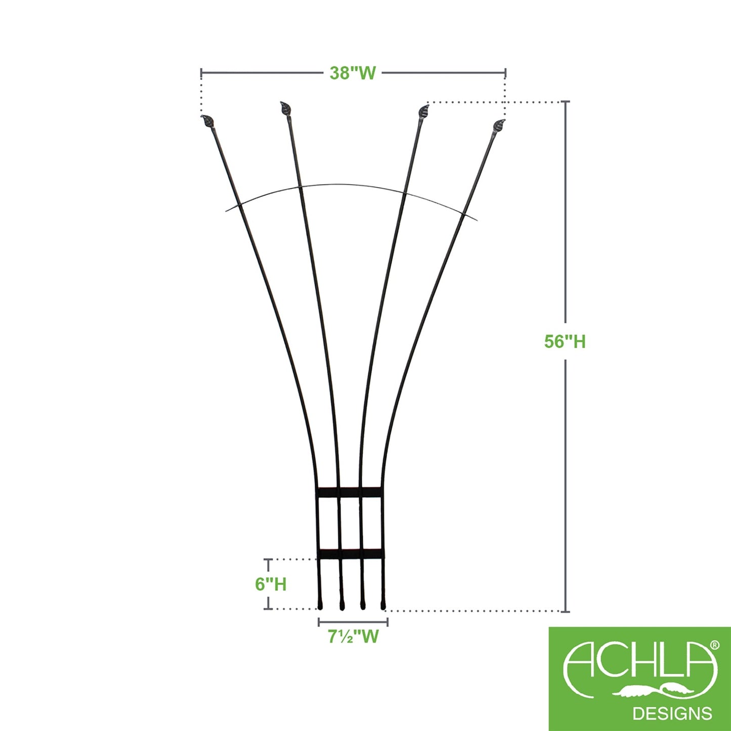 ACHLA Fan Trellis I | Iron Graphite Garden Trellis | Climbing Plants & Cottage Garden Support | 38 x 56 x 0.5 in | Model FT-37G