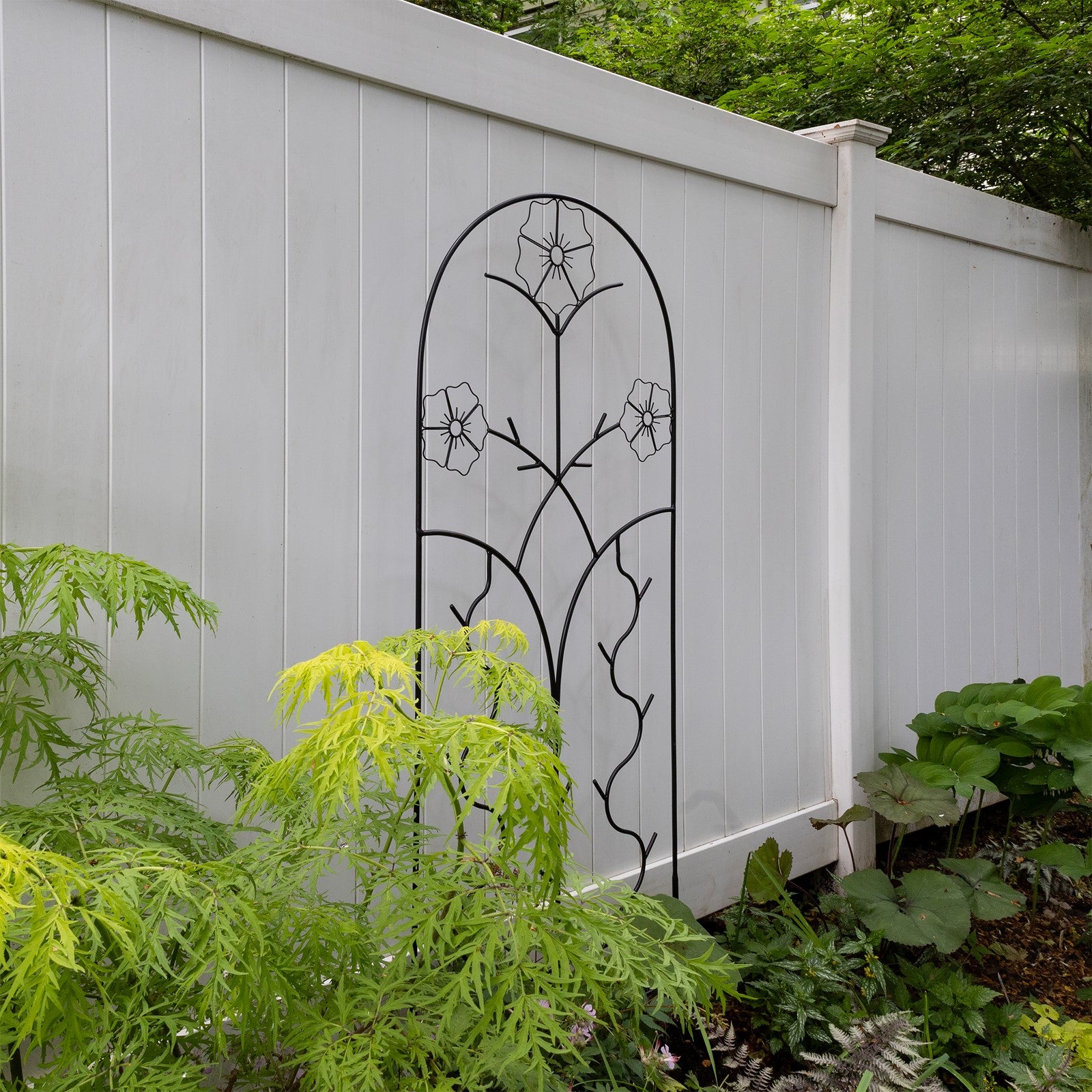 ACHLA Primrose Trellis 72in H | Wrought Iron Black Powder Coated | Outdoor Garden & Wall Plant Climber | 28 x 1 x 72 in | Model FT-42