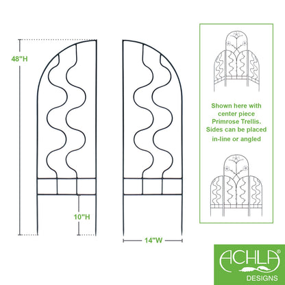 ACHLA Primrose Trellis Side Panels 48in H x 14in W | Wrought Iron Black Powder Coated | Outdoor Garden & Patio Trellis | 1 x 14 x 48 in | Model FT-42S