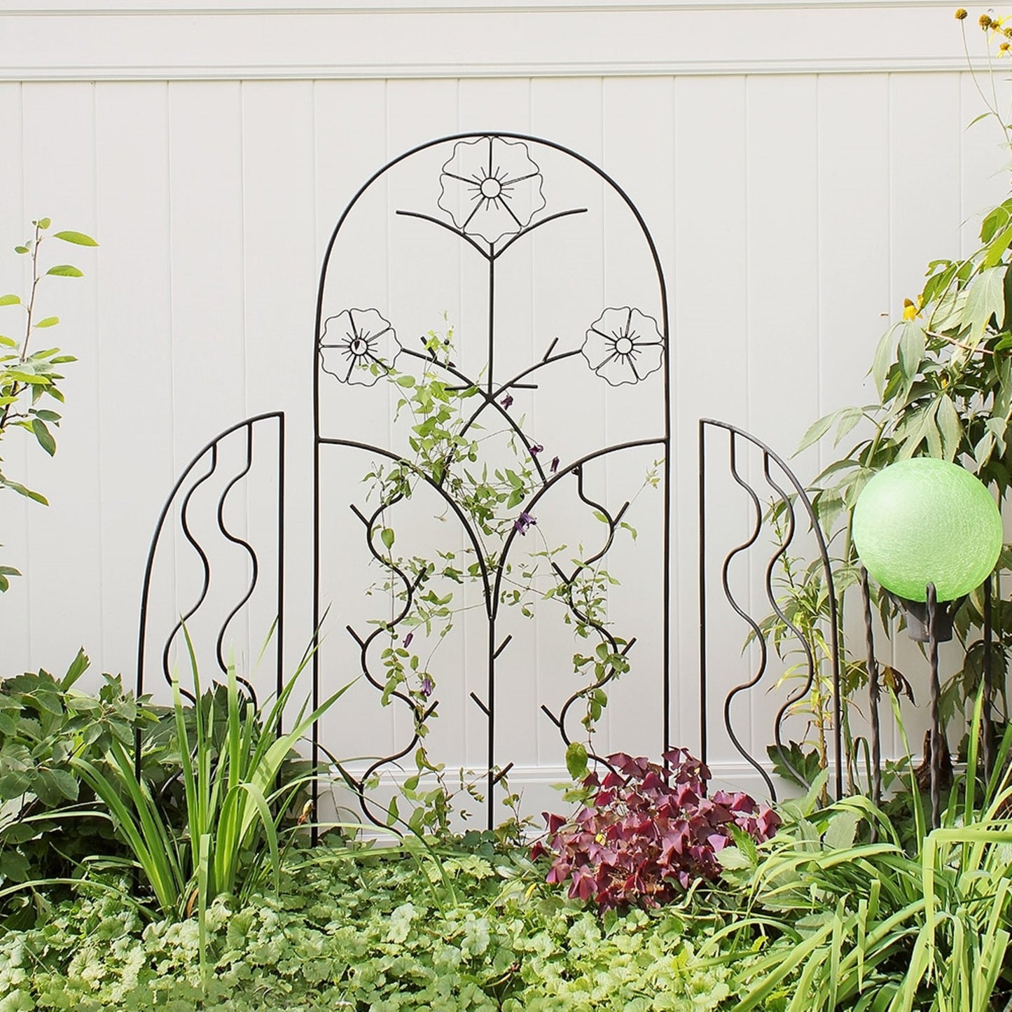 ACHLA Primrose Trellis Side Panels 48in H x 14in W | Wrought Iron Black Powder Coated | Outdoor Garden & Patio Trellis | 1 x 14 x 48 in | Model FT-42S