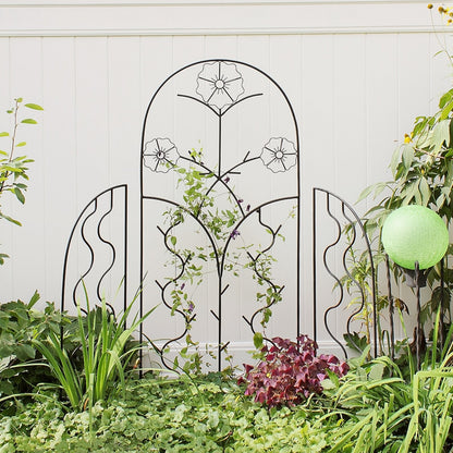 ACHLA Primrose Trellis Side Panels 48in H x 14in W | Wrought Iron Black Powder Coated | Outdoor Garden & Patio Trellis | 1 x 14 x 48 in | Model FT-42S