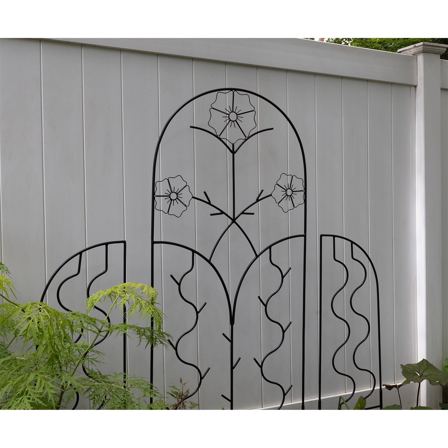 ACHLA Primrose Trellis Side Panels 48in H x 14in W | Wrought Iron Black Powder Coated | Outdoor Garden & Patio Trellis | 1 x 14 x 48 in | Model FT-42S