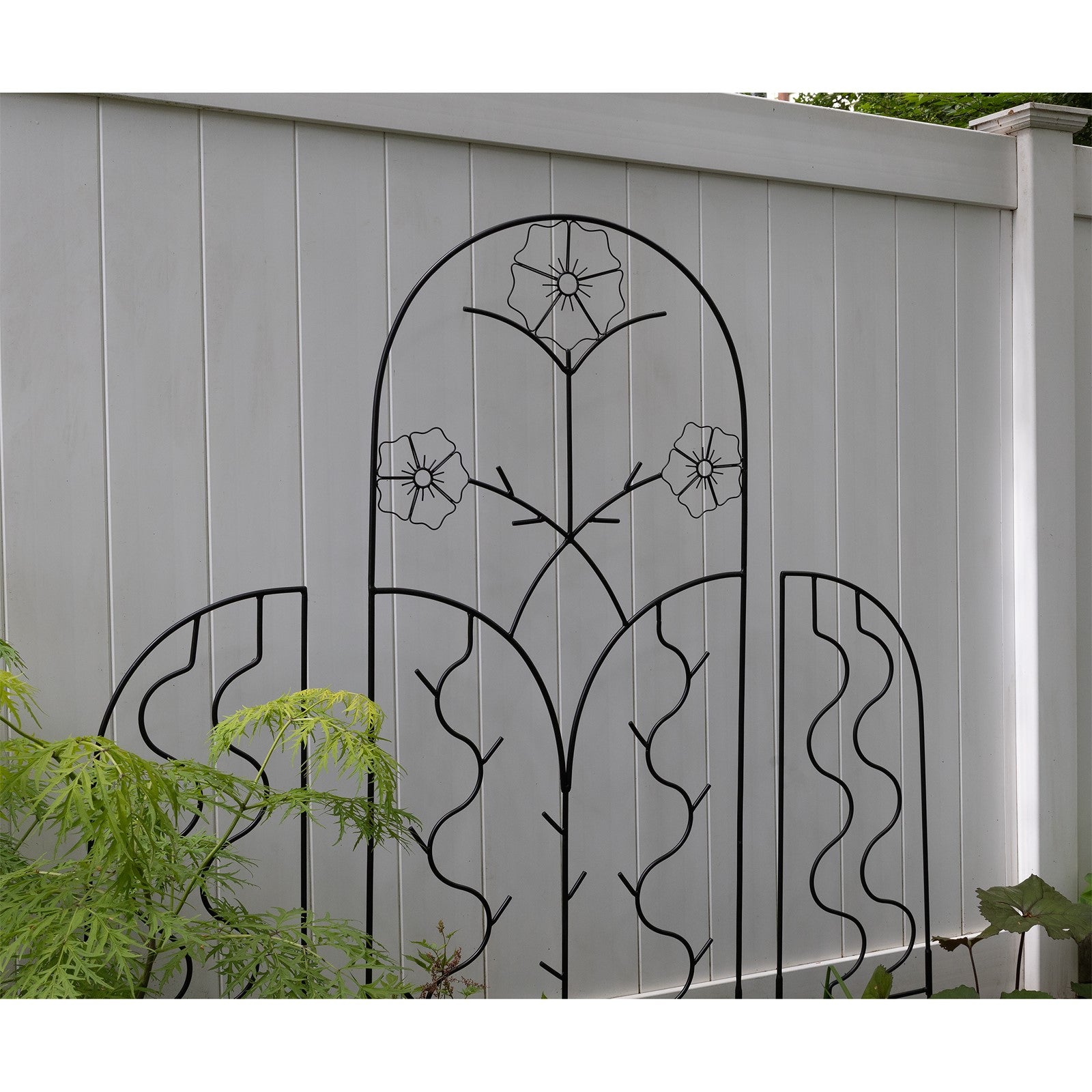 ACHLA Primrose Trellis Side Panels 48in H x 14in W | Wrought Iron Black Powder Coated | Outdoor Garden & Patio Trellis | 1 x 14 x 48 in | Model FT-42S