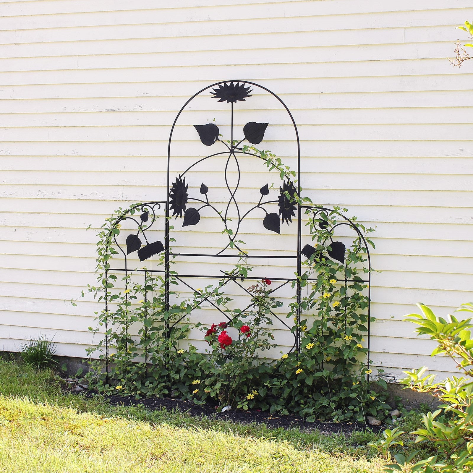 ACHLA Sunflower Trellis 90in H | Wrought Iron Black Powder Coated | Garden & Patio Climbing Plant Support | 36 x 1 x 90 in | Model FT-43