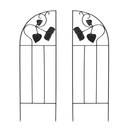 ACHLA Sunflower Trellis Side Panels 58in | Wrought Iron Black Powder Coated | Garden & Patio Trellis Depth | 1 x 18.25 x 58 in | Model FT-43S