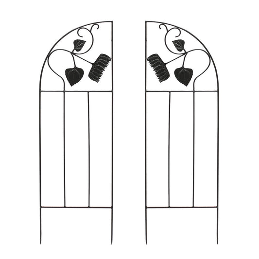 ACHLA Sunflower Trellis Side Panels 58in | Wrought Iron Black Powder Coated | Garden & Patio Trellis Depth | 1 x 18.25 x 58 in | Model FT-43S