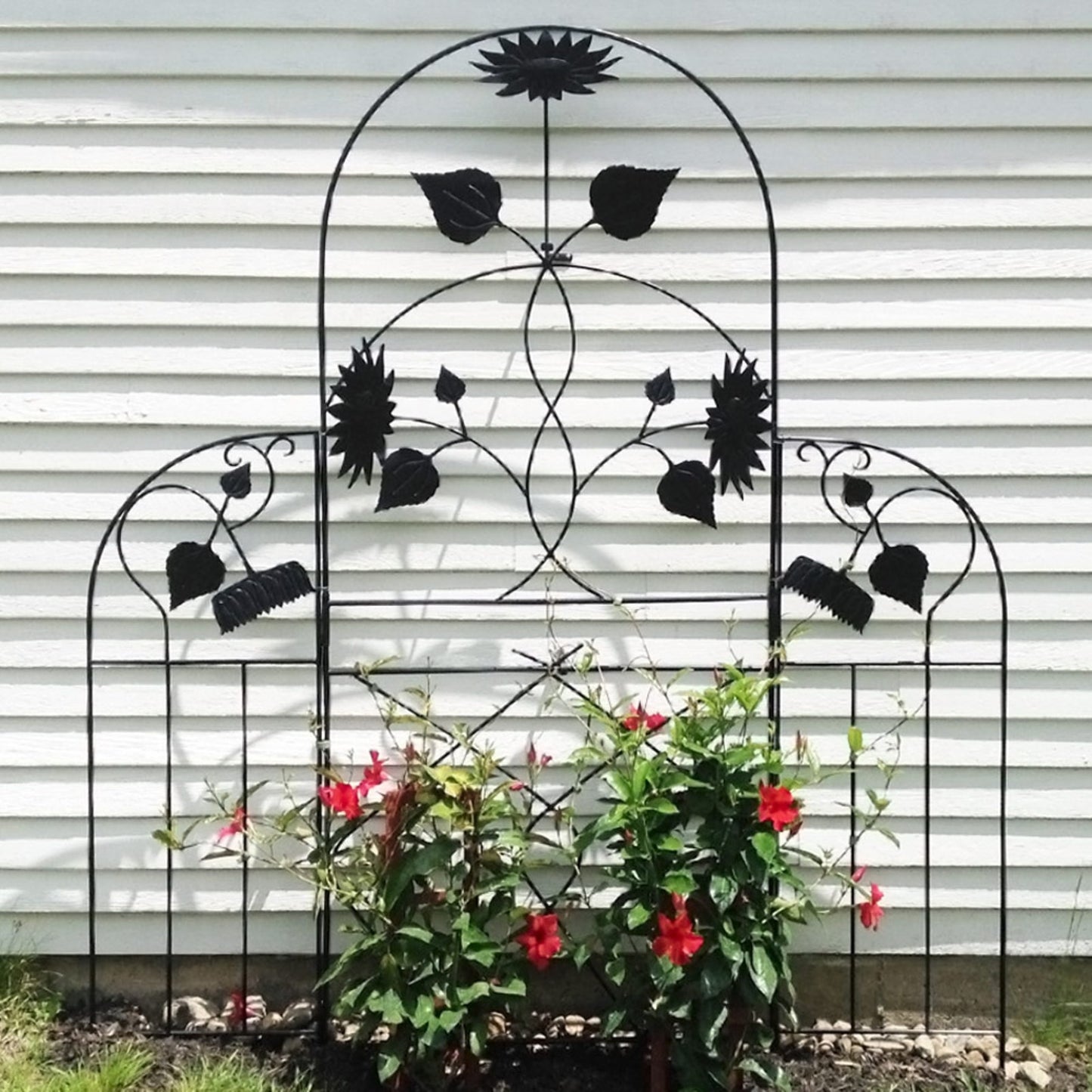 ACHLA Sunflower Trellis Side Panels 58in | Wrought Iron Black Powder Coated | Garden & Patio Trellis Depth | 1 x 18.25 x 58 in | Model FT-43S