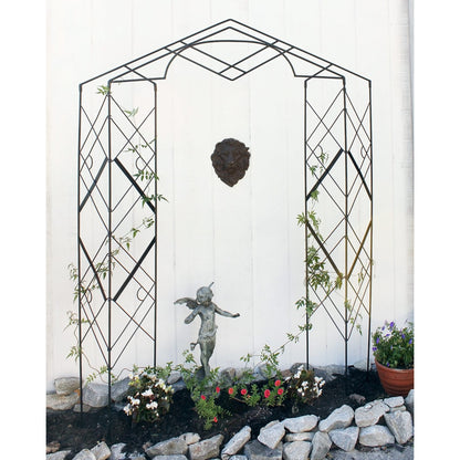 ACHLA Athena Trellis 57in Wrought Iron Garden Trellis | Black Powdercoat | Vertical Garden & Climbing Plant Support | 57 x 8 x 76 in | Model FT-46