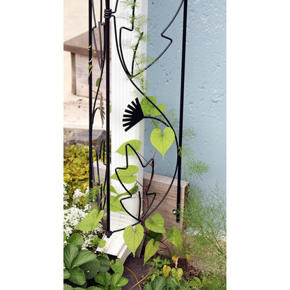 ACHLA Downspout Trellis 92in Tall | Traditional Wrought Iron Black Powdercoat | Garden Bed & Potted Plant Vertical Support | Model FT-47