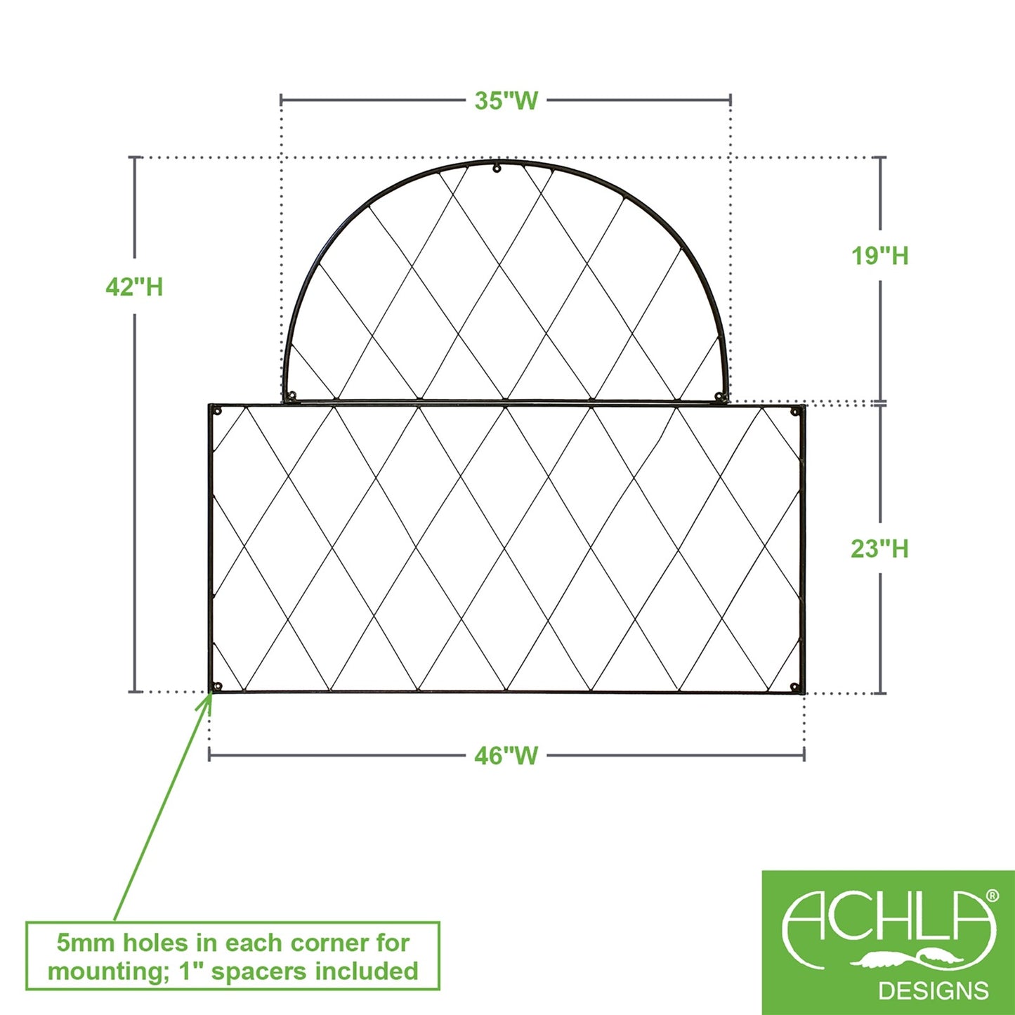 ACHLA Oxfordshire Trellis Set of 2 | Traditional Wrought Iron Black Powdercoat | Outdoor Garden Wall for Climbing Roses & Vines | Model FT-54
