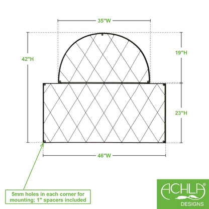 ACHLA Oxfordshire Trellis Set of 2 | Traditional Wrought Iron Black Powdercoat | Outdoor Garden Wall for Climbing Roses & Vines | Model FT-54