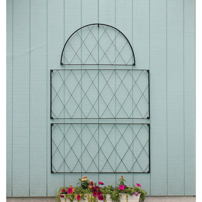 ACHLA Oxfordshire Trellis Set of 2 | Traditional Wrought Iron Black Powdercoat | Outdoor Garden Wall for Climbing Roses & Vines | Model FT-54