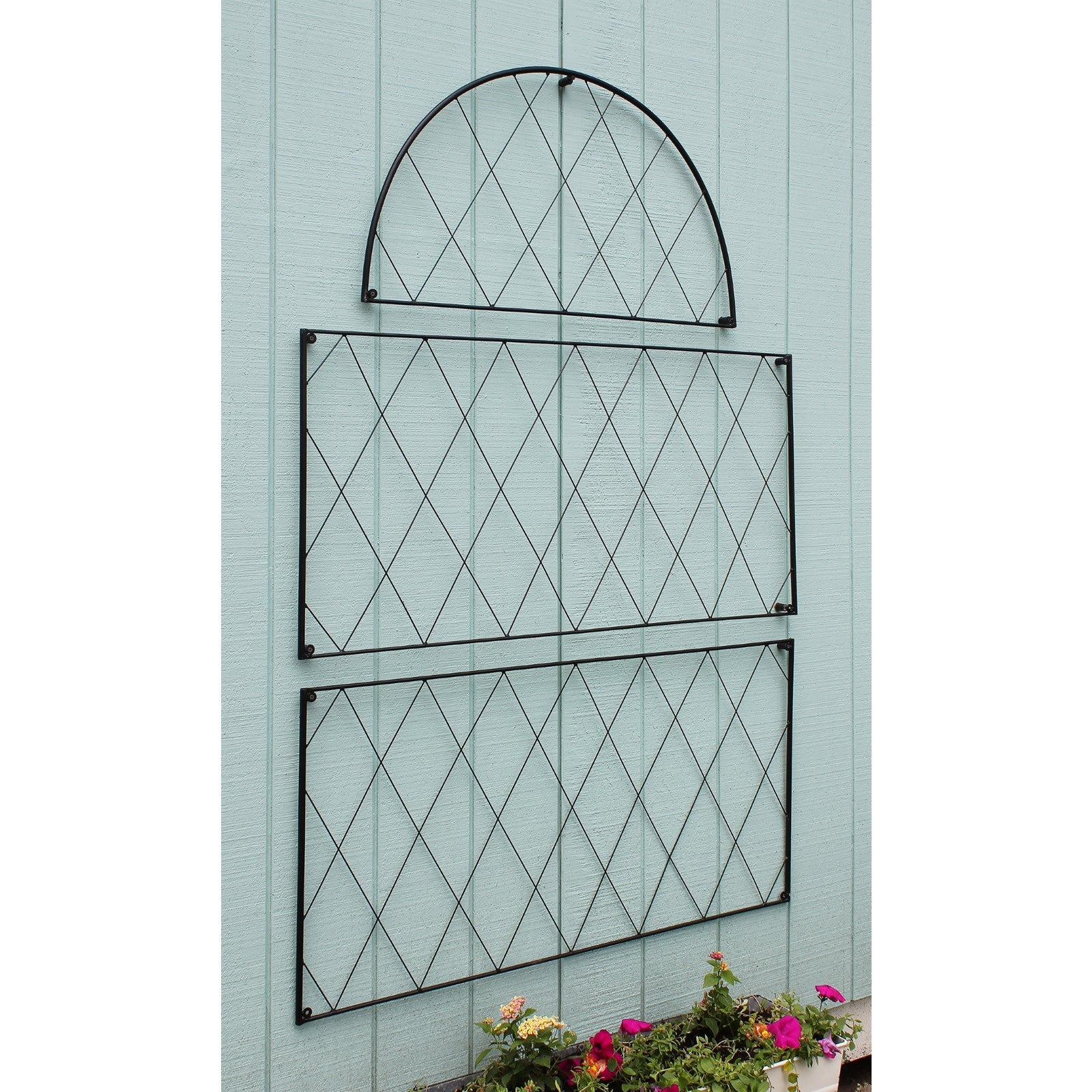 ACHLA Oxfordshire Trellis Set of 2 | Traditional Wrought Iron Black Powdercoat | Outdoor Garden Wall for Climbing Roses & Vines | Model FT-54